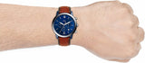Fossil Neutra Chronograph Blue Dial Brown Leather Strap Watch for Men - FS5791 Buy Now By Fossil