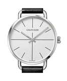 Calvin Klein Even Silver Dial Black Leather Strap Watch for Men - K7B211CY Buy Now By Calvin Klein