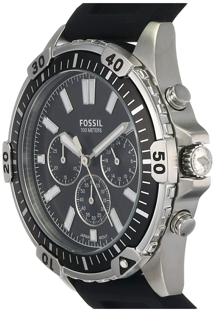 Fossil Garrett Chronograph Black Dial Black Rubber Strap Watch for Men - FS5624 Buy Now By Fossil