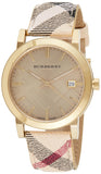 Burberry The City Gold Dial Haymarket Brown Leather Strap Watch for Women - BU9026 Buy Now By Burberry