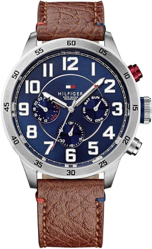 Tommy Hilfiger Trent Quartz Blue Dial Brown Leather Strap Watch for Men - 1791066 Buy Now By Tommy Hilfiger