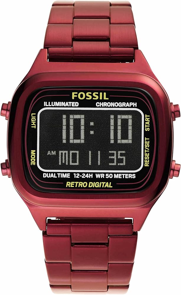 Fossil Retro Analog-Digital Black Dial Red Steel Strap Watch for Men - FS5897 Buy Now By Fossil