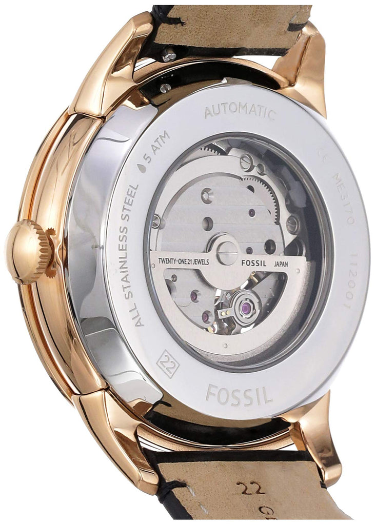 Fossil Townsman Automatic Black Dial Black Leather Strap Watch for Men - ME3170 Buy Now By Fossil