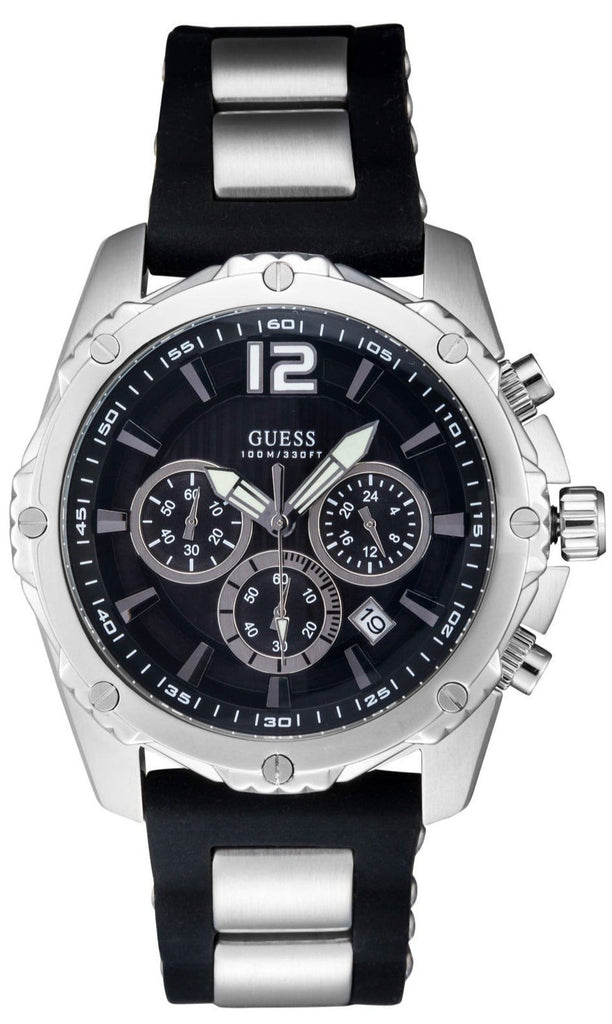 Guess Intrepid Chronograph Black Dial Two Tone Steel Strap Watch for Men - W0167G1 Buy Now By Guess