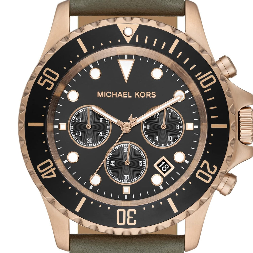 Michael Kors Everest Analog Black Dial Green Leather Strap Watch For Men - MK9090 Buy Now By Michael Kors