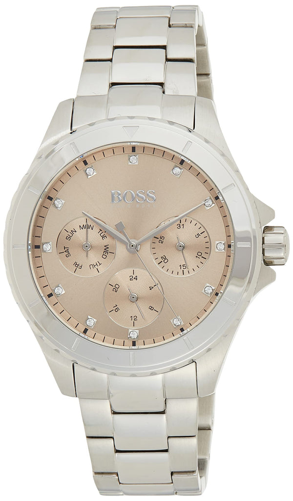 Hugo Boss Premiere Rose Gold Dial Silver Steel Strap Watch for Women - 1502444 Buy Now By Hugo Boss