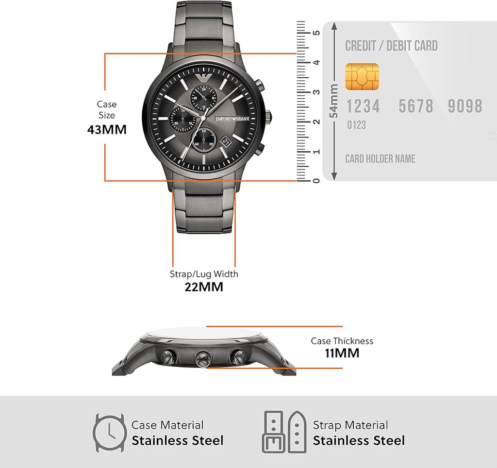 Emporio Armani Analog Chronograph Black Dial Black Steel Strap Watch For Men - AR11531 Buy Now By Emporio Armani