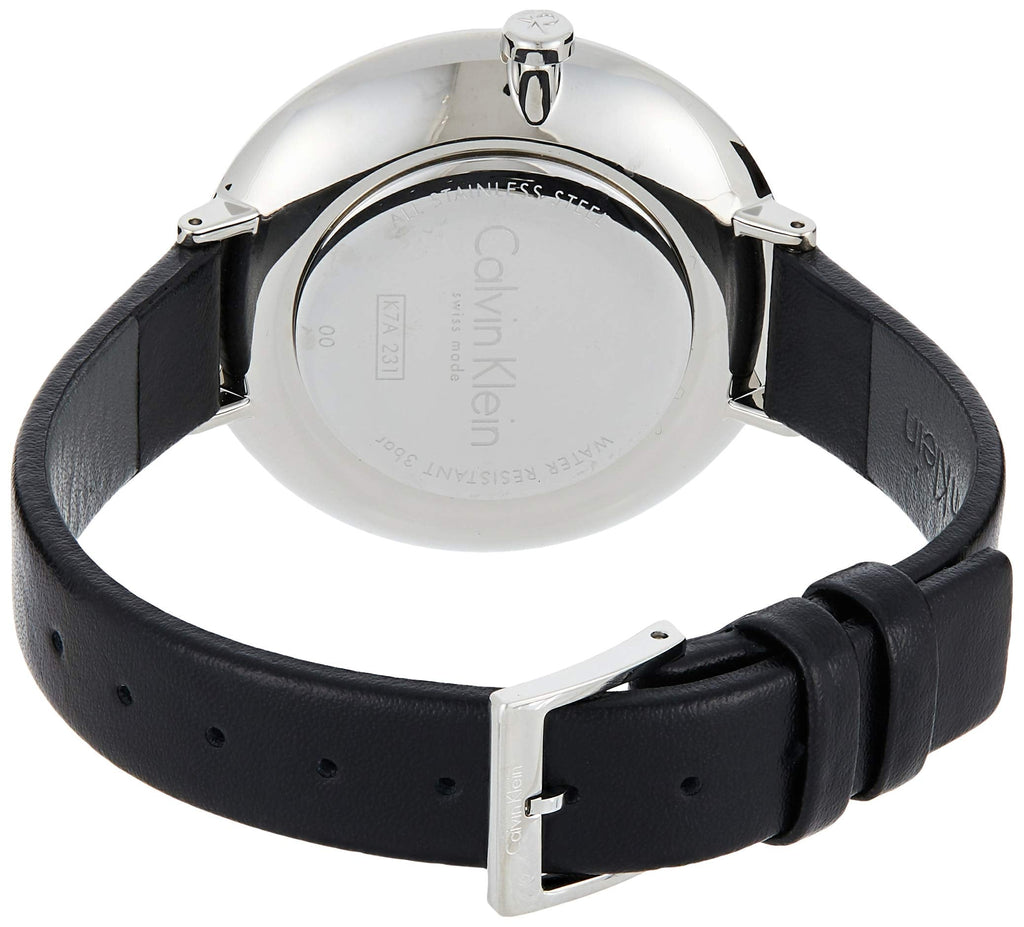 Calvin Klein Rise White Grey Dial Black Leather Strap Watch for Women - K7A231C3 Buy Now By Calvin Klein