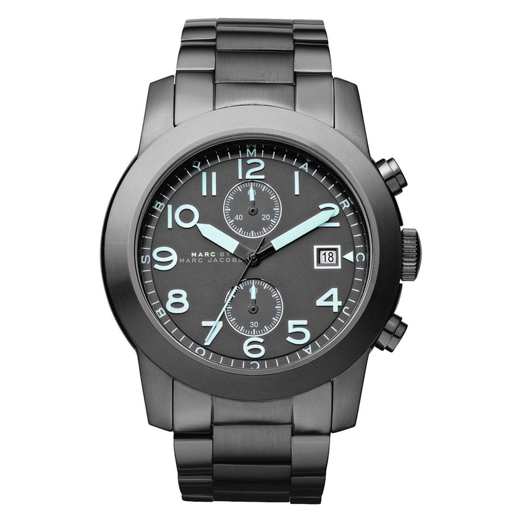Marc Jacobs Larry Chronograph Black Dial Gunmetal Grey Steel Strap Watch for Men - MBM5031 Buy Now By Marc Jacobs