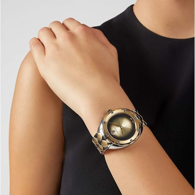 Versace Shadov Quartz Gold Dial Two Tone Steel Strap Watch for Women - VEBM00518 Buy Now By Versace