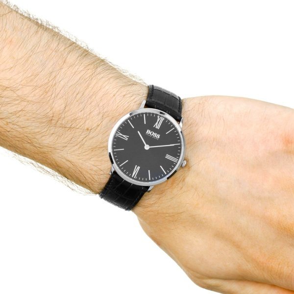 Hugo Boss Jackson Black Dial Black Leather Strap Watch for Men - 1513369 Buy Now By Hugo Boss