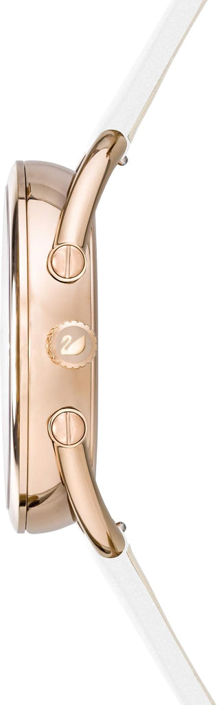 Swarovski Crystalline Glam Silver Dial White Leather Strap Watch for Women - 5452459 Buy Now By Swarovski