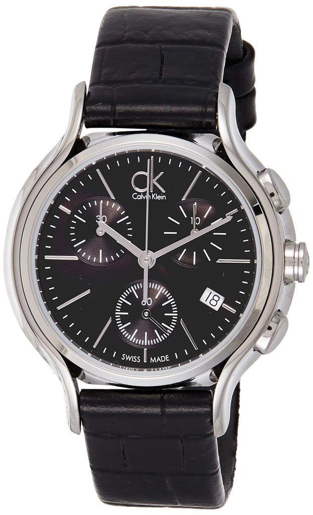 Calvin Klein Skirt Chronograph Black Dial Black Leather Strap Watch for Men - K2U291C1 Buy Now By Calvin Klein