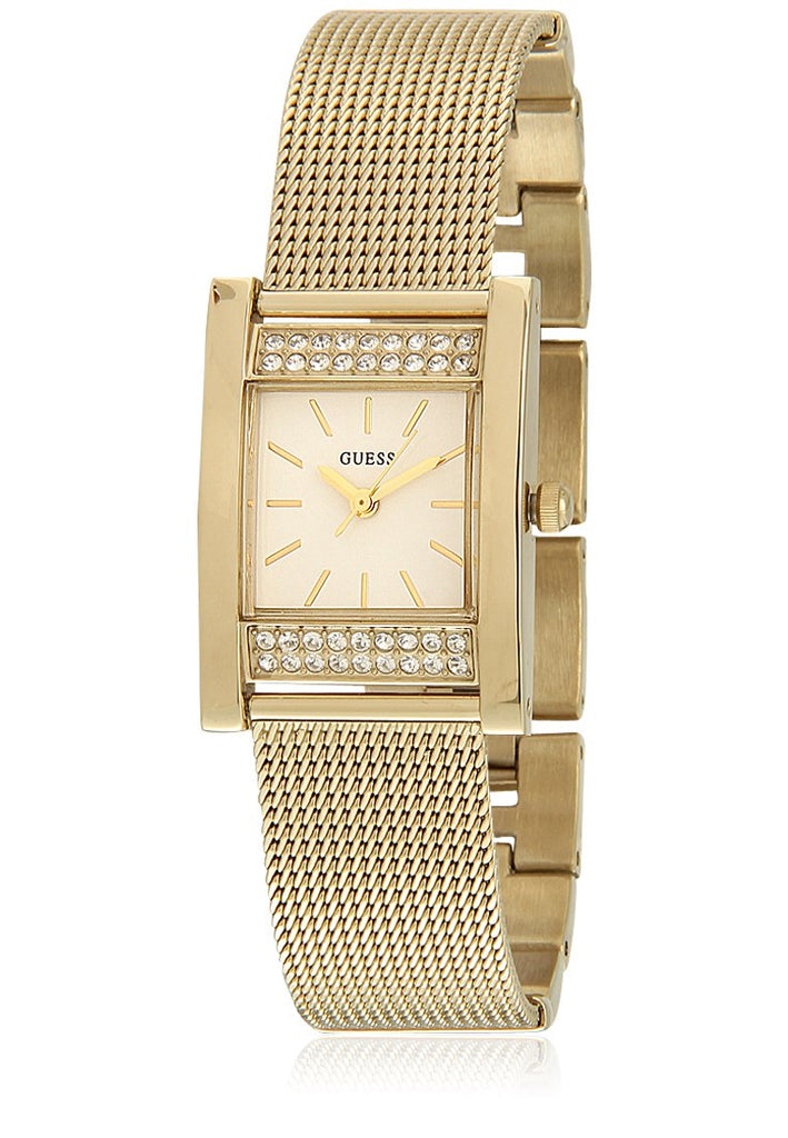 Guess Nouveau Diamonds Gold Dial Gold Mesh Bracelet Watch for Women - W0127L2 Buy Now By Guess