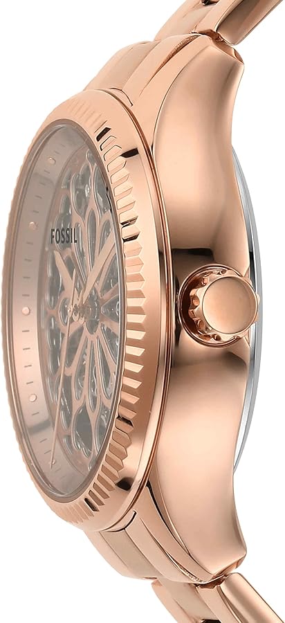 Fossil Rye Automatic Skeleton Rose Gold Dial Rose Gold Steel Strap Watch for Women - BQ3754 Buy Now By Fossil