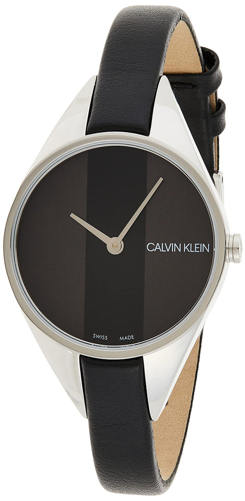 Calvin Klein Rebel Black Grey Dial Black Leather Strap Watch for Women - K8P231C1 Buy Now By Calvin Klein