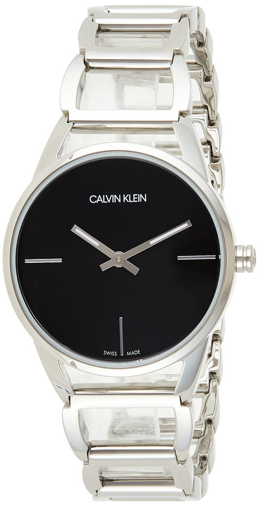 Calvin Klein Stately Black Dial Silver Steel Strap Watch for Women - K3G23121 Buy Now By Calvin Klein
