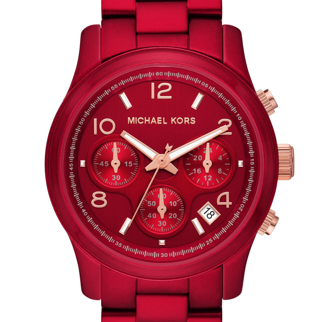 Michael Kors Runway Analog Chronograph Red Dial Red Steel Strap Watch for Women - MK7436 Buy Now By Michael Kors