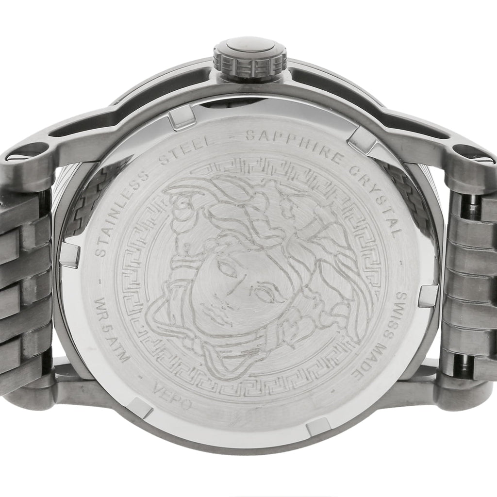 Versace Viamond Quartz Black Dial Grey Steel Strap Watch For Men - VEPO00520 Buy Now By Versace