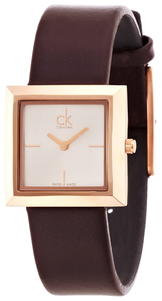 Calvin Klein Mark White Dial Brown Leather Strap Watch for Women - K3R236G6 Buy Now By Calvin Klein