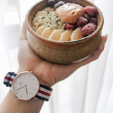 Daniel Wellington Classic Canterbury White Dial Two Tone Nylon Strap Watch For Men - DW00100002 Buy Now By Daniel Wellington