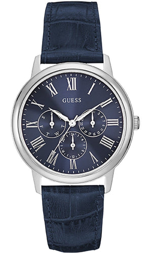 Guess Wafer Chronograph Quartz Blue Dial Blue Leather Strap Watch For Men - W0496G3 Buy Now By Guess