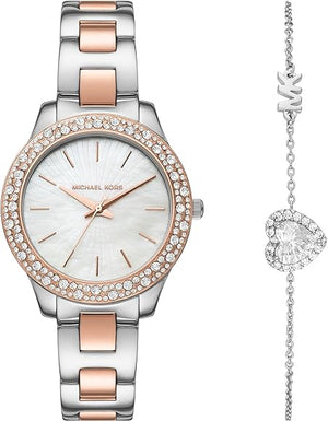 Michael Kors Liliane Quartz Mother of Pearl White Dial Two Tone Steel Strap Watch For Women - MK1048 Buy Now By Michael Kors