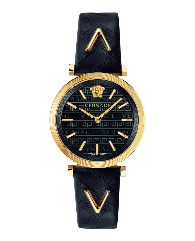 Versace V-Twist Black Dial Black Leather Strap Watch for Women - VELS00619 Buy Now By Versace