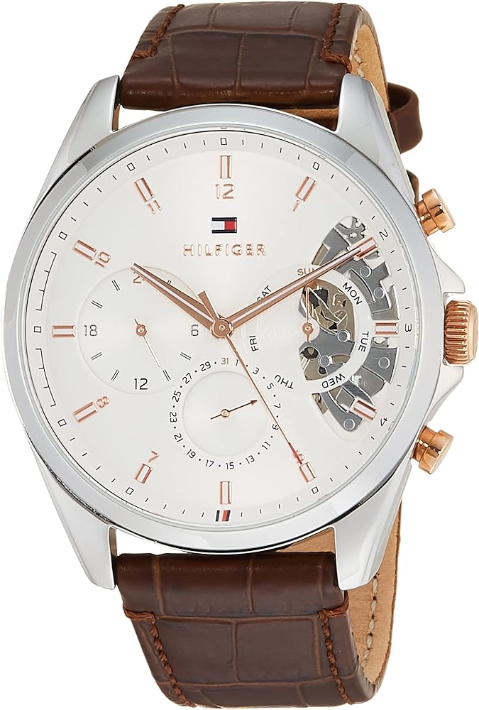 Tommy Hilfiger Baker Chronograph White Dial Brown Leather Strap Watch For Men - 1710450 Buy Now By Tommy Hilfiger