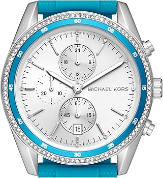 Michael Kors Hadyn Analog Silver Dial Blue Rubber Strap Watch for Women - MK7485 Buy Now By Michael Kors