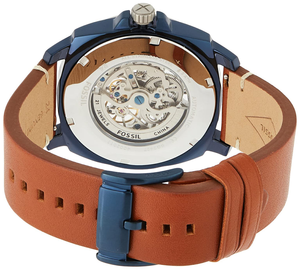 Fossil Modern Machine Automatic Skeleton Silver Dial Brown Leather Strap Watch for Men - ME3135 Buy Now By Fossil