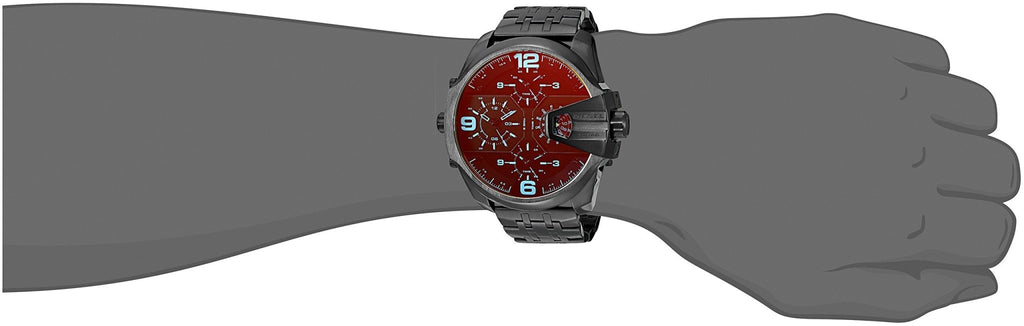 Diesel Uber Chief Chronograph Red Dial Black Steel Strap Watch For Men - DZ7373 Buy Now By Diesel