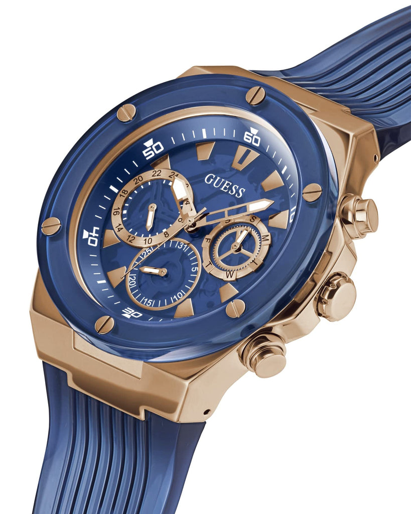Guess Poseidon Chronograph Blue Dial Blue Silicone Strap Watch For Men - GW0425G3 Buy Now By Guess
