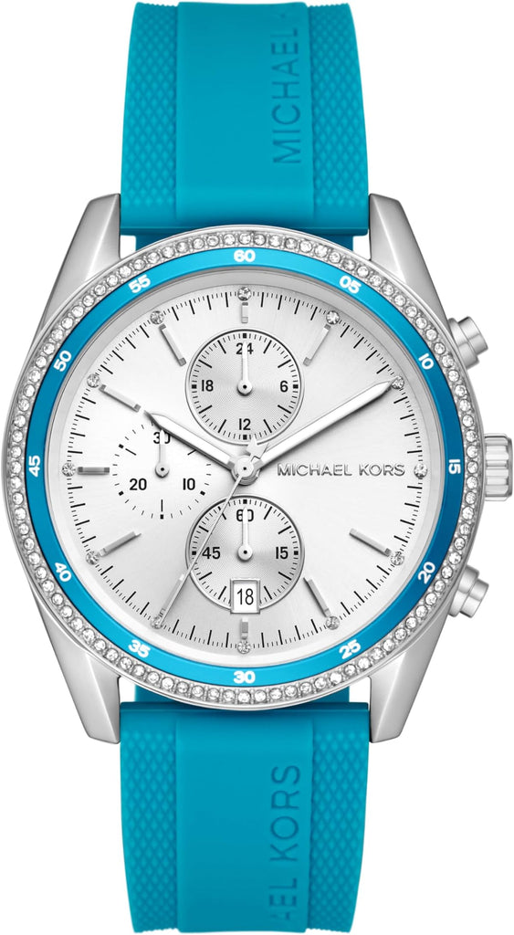 Michael Kors Hadyn Analog Silver Dial Blue Rubber Strap Watch for Women - MK7485 Buy Now By Michael Kors