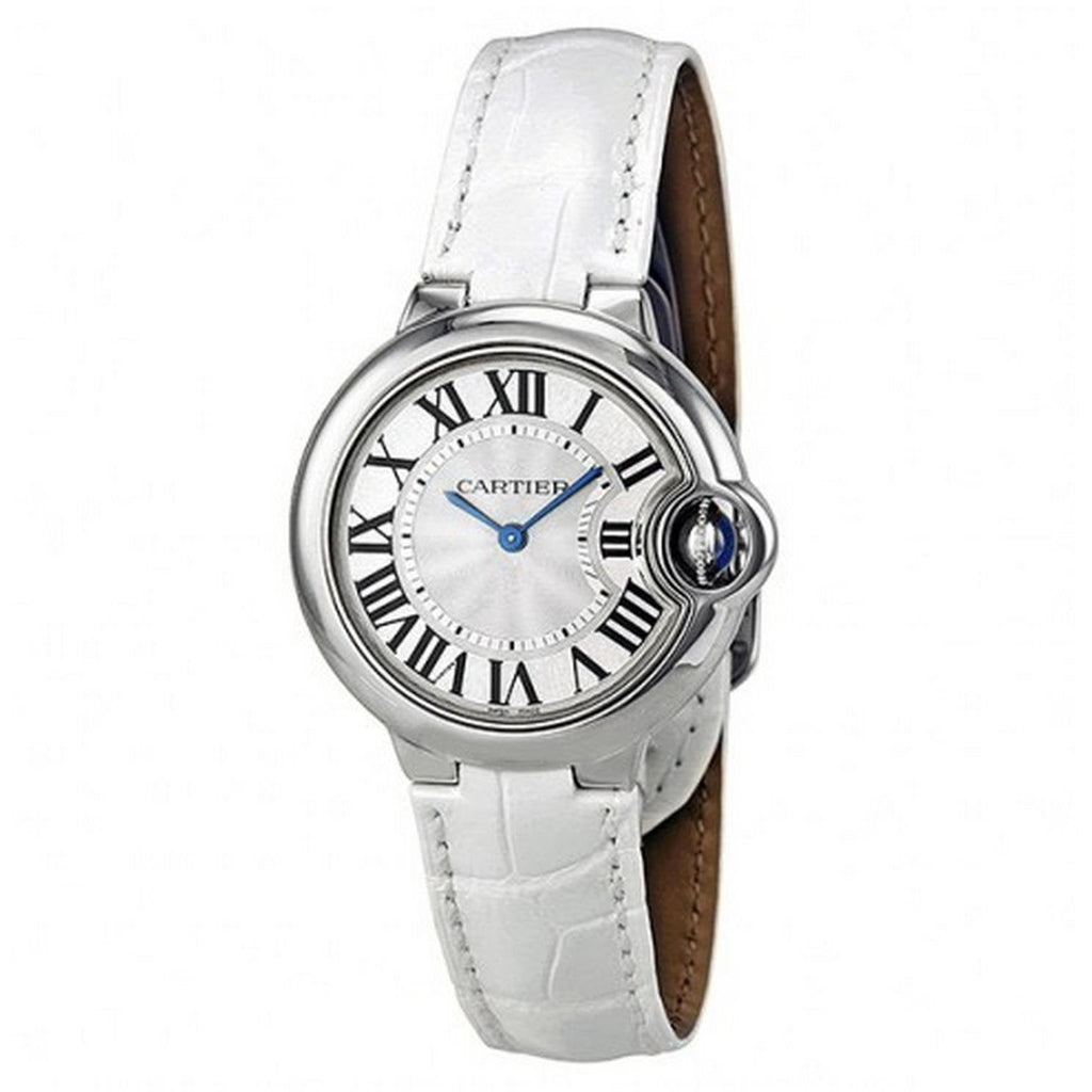 Cartier Ballon Bleu De Cartier Silver Dial White Leather Strap Watch for Women - W6920086 Buy Now By Cartier
