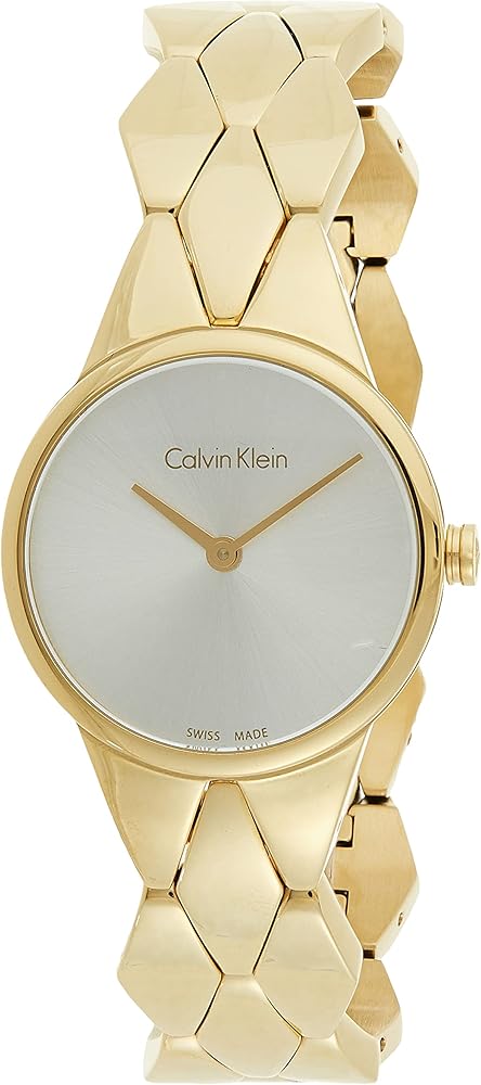 Calvin Klein Snake Silver Dial Yellow Gold Steel Strap Watch For Women - K6E23546 Buy Now By Calvin Klein