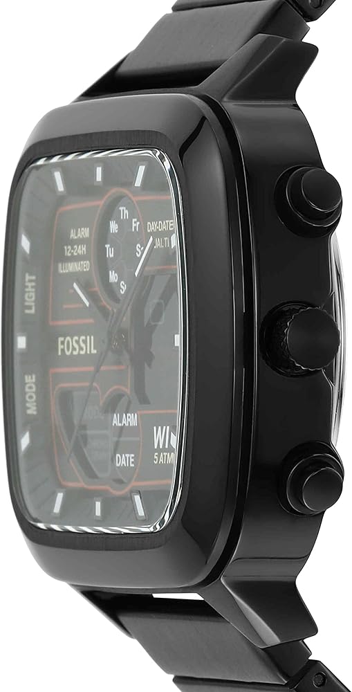 Fossil Retro Analog-Digital Black Dial Black Steel Strap Watch for Men - FS5891 Buy Now By Fossil