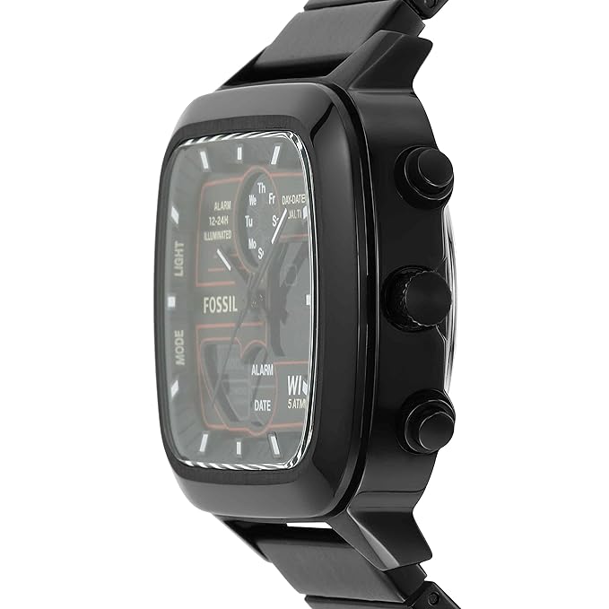Fossil Retro Analog-Digital Black Dial Black Steel Strap Watch for Men - FS5891 Buy Now By Fossil
