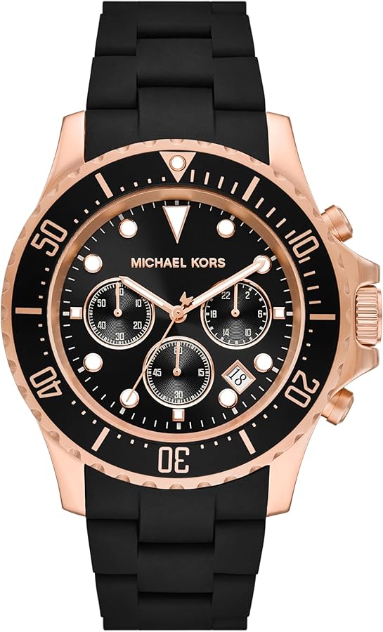 Michael Kors Everest Chronograph Black Dial Black Silicone Strap Watch For Men - MK9055 Buy Now By Michael Kors