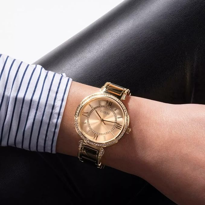 Guess Montage Quartz Gold Dial Gold Steel Strap Watch For Women - GW0588L1 Buy Now By Guess