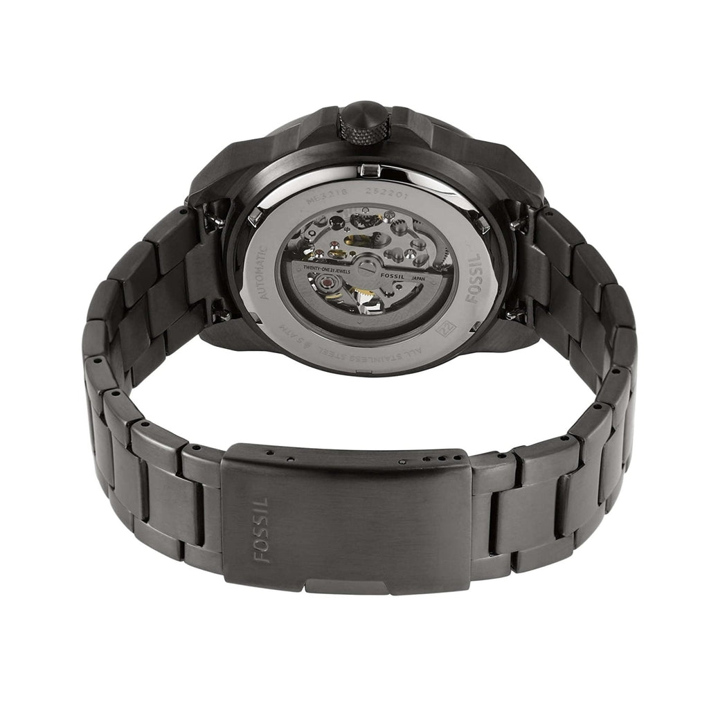 Fossil Bronson Automatic Skeleton Black Dial Grey Steel Strap Watch for Men - ME3218 Buy Now By Fossil