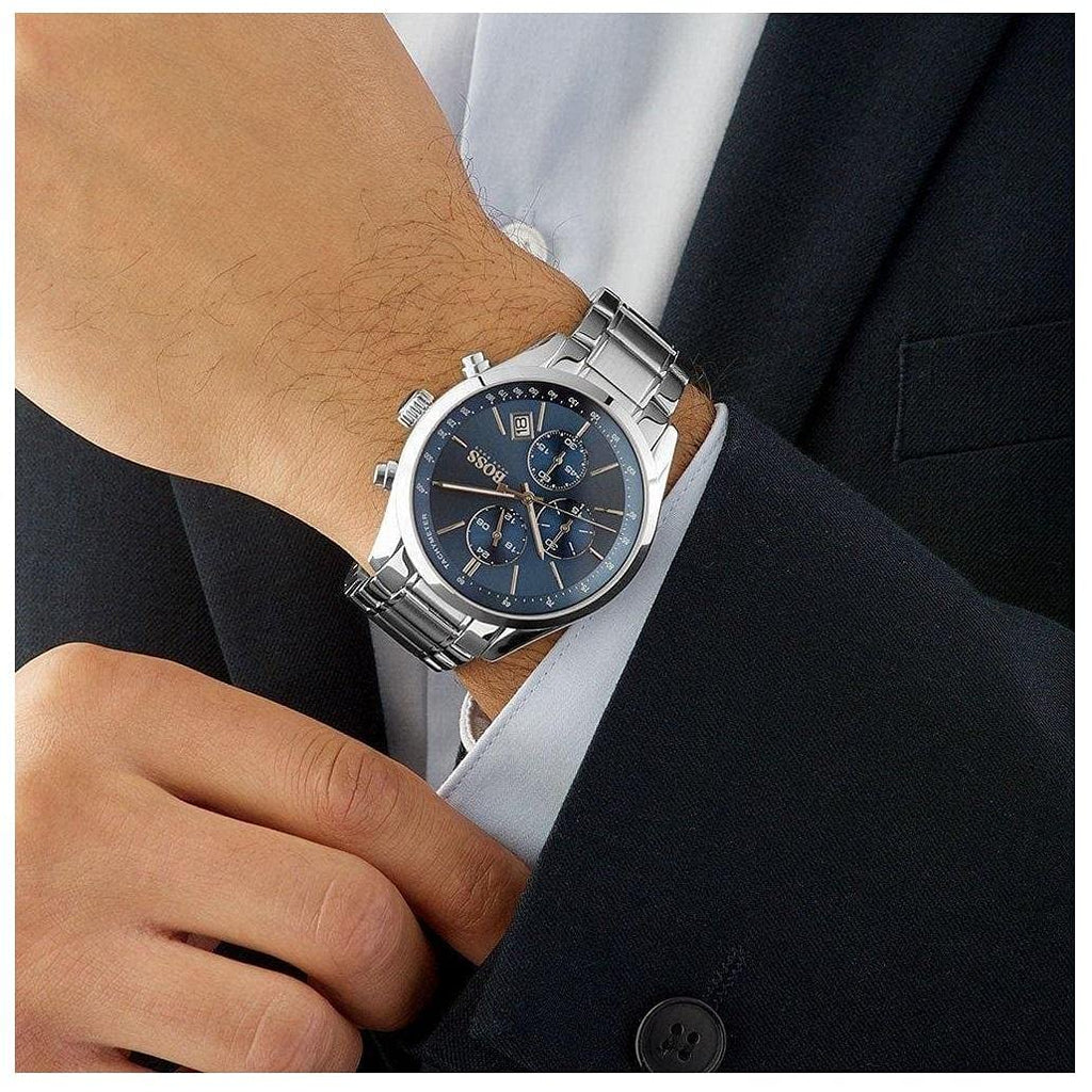 Hugo Boss Grand Prix Blue Dial Silver Steel Strap Watch for Men - 1513478 Buy Now By Hugo Boss