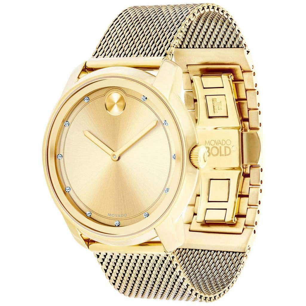 Movado Bold Diamonds Gold Dial Gold Mesh Bracelet Watch For Men - 3600460 Buy Now By Movado