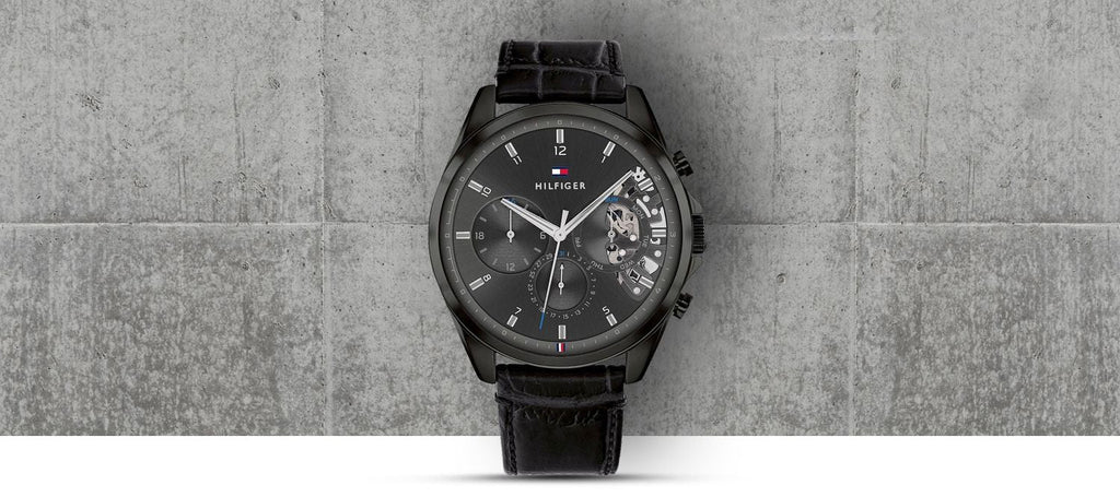 Tommy Hilfiger Baker Chronograph Black Dial Black Leather Strap Watch For Men - 1710452 Buy Now By Tommy Hilfiger