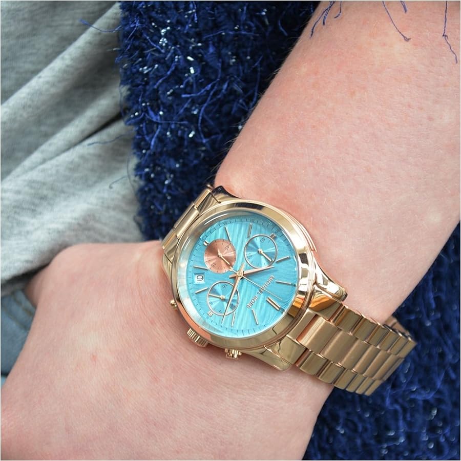 Michael Kors Runway Chronograph Turquoise Dial Rose Gold Steel Strap Watch For Women - MK6164 Buy Now By Michael Kors