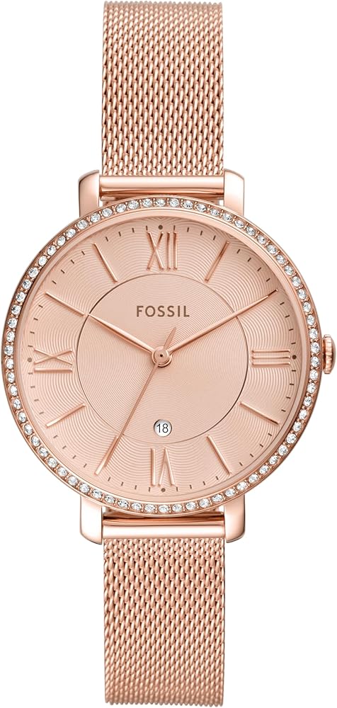 Fossil Jacqueline Quartz Rose Gold Dial Rose Gold Mesh Strap Watch for Women - ES4628 Buy Now By Fossil