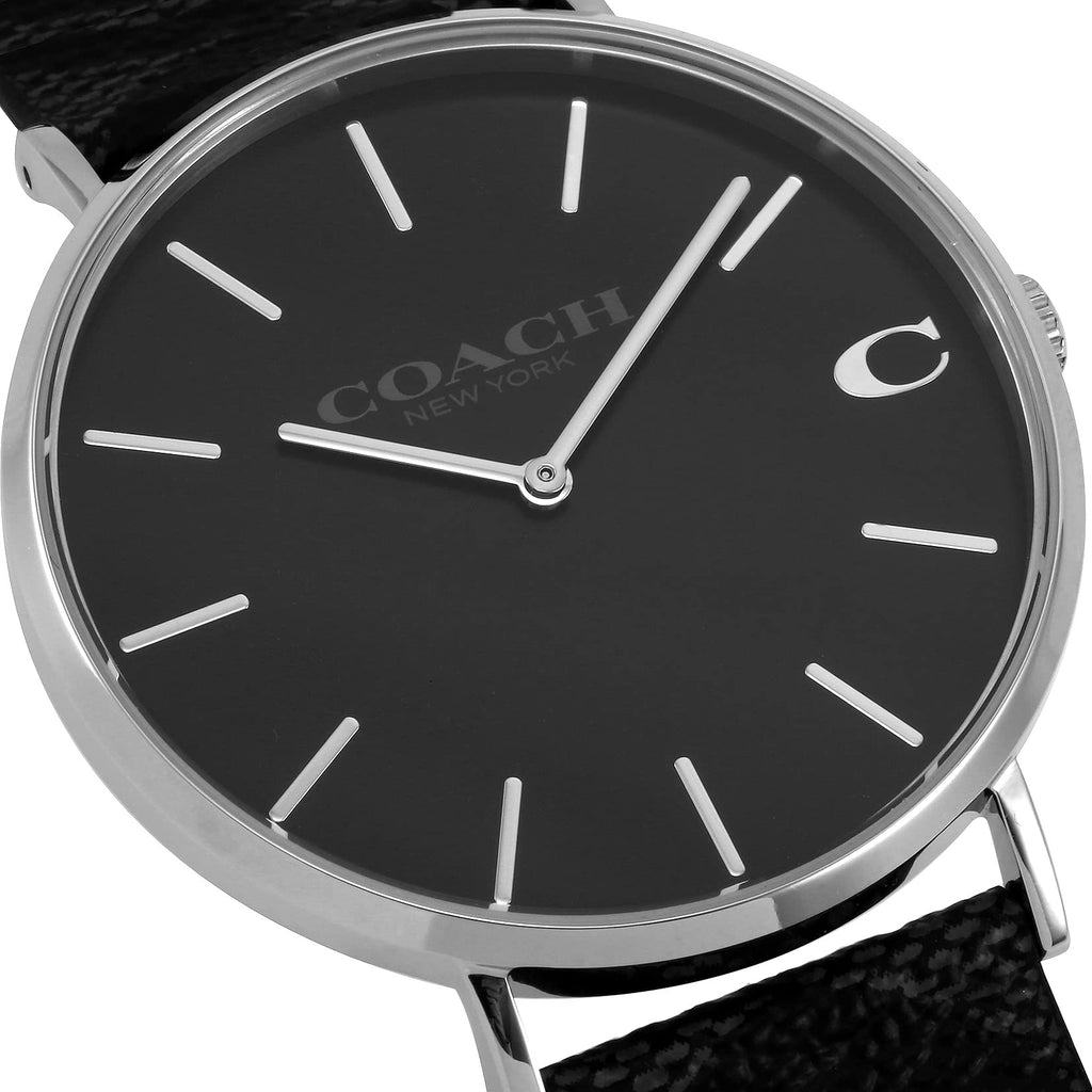 Coach Charles Black Dial Black Leather Strap Watch for Men - 14602157 Buy Now By Coach