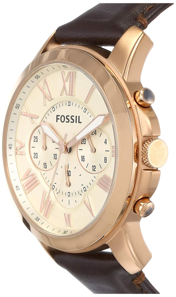Fossil Grant Chronograph White Dial Brown Leather Strap Watch for Men - FS4991 Buy Now By Fossil