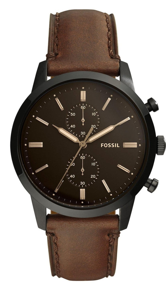 Fossil Townsman Chronograph Black Dial Brown Leather Strap Watch for Men - FS5437 Buy Now By Fossil