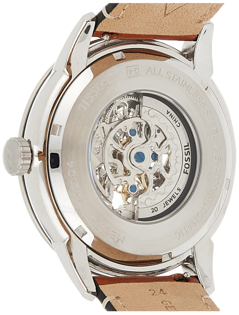 Fossil Townsman Automatic Skeleton Blue Dial Brown Leather Strap Watch for Men - ME3154 Buy Now By Fossil